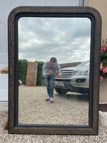 Miroir époque Napoléon III doré et bois noirci