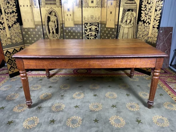 Bureau plat en chêne massif 19eme Louis Philippe