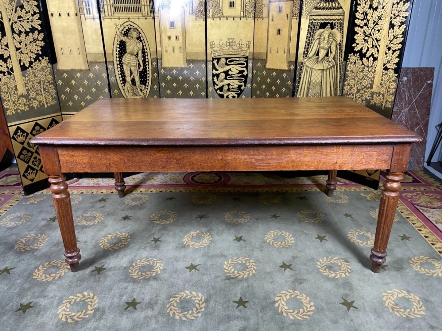 Bureau plat en chêne massif 19eme Louis Philippe