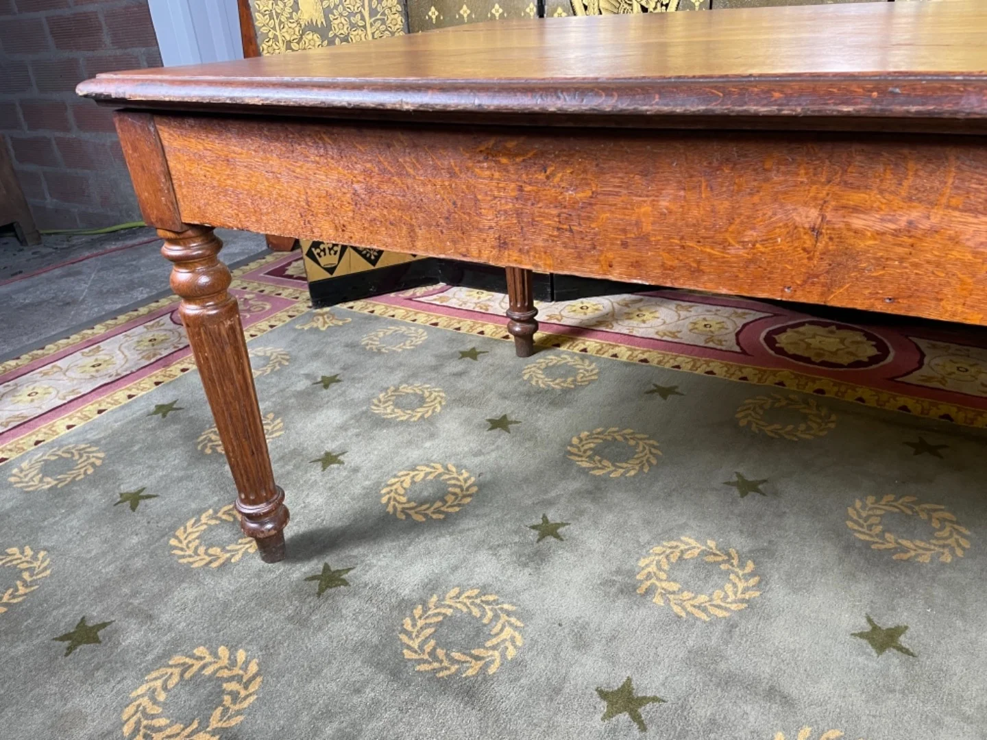 Bureau plat en chêne massif 19eme Louis Philippe