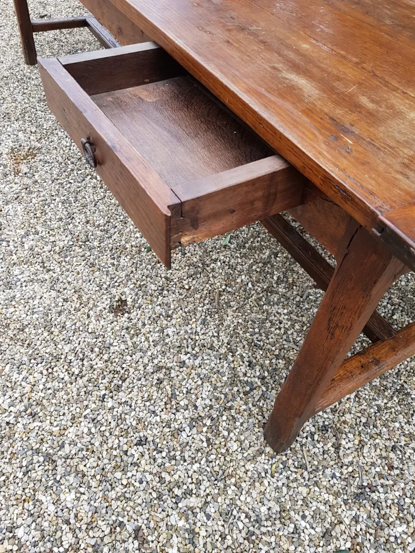 Table de ferme à entrecroise en chêne massif 19eme