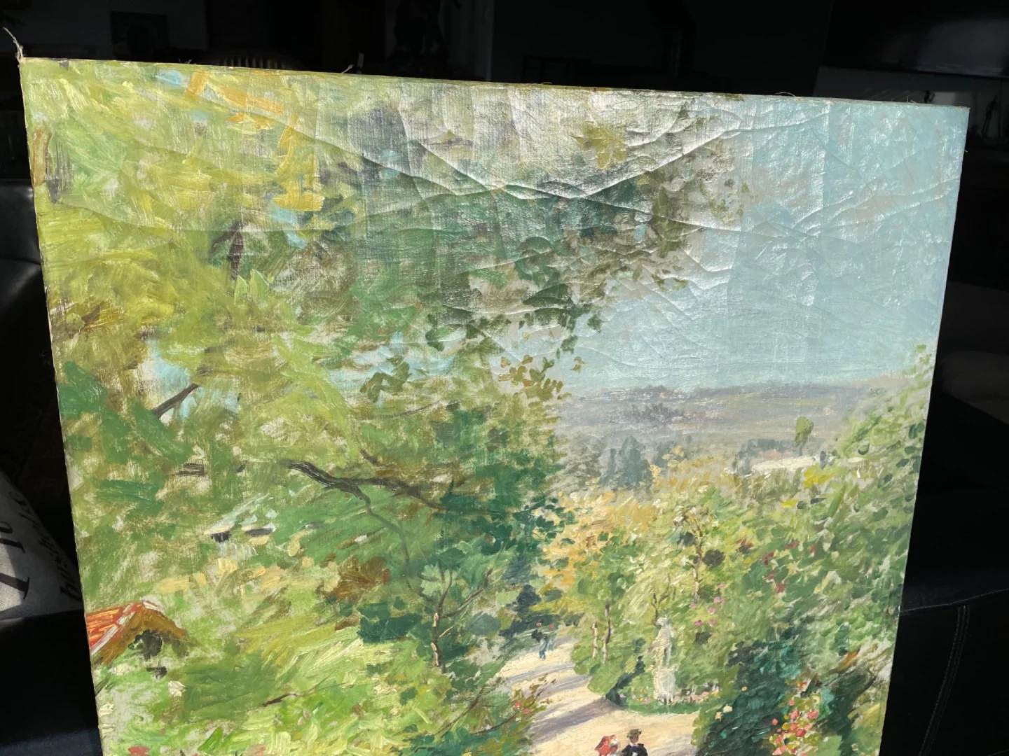 Huile sur toile scène de vie école du 19eme