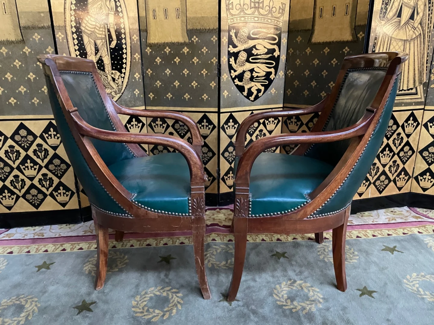 PAIR OF FRENCH RESTAURATION STYLE ARMCHAIRS