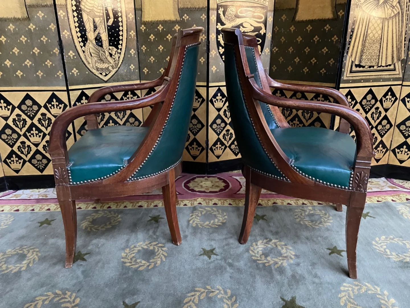 PAIR OF FRENCH RESTAURATION STYLE ARMCHAIRS