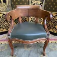Fauteuil de bureau Louis Philippe en chêne et cuir