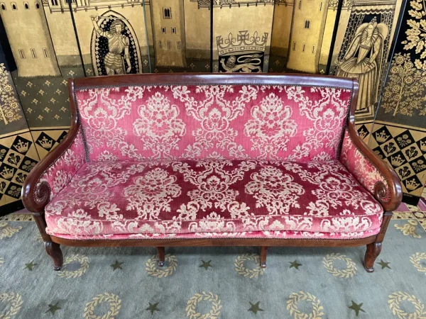 Canapé - Banquette époque Restauration velours de gêne