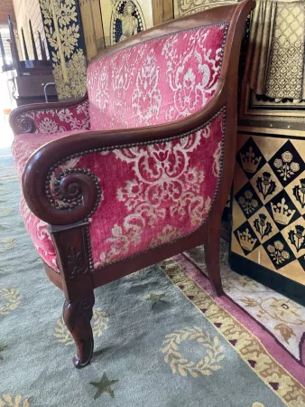 Canapé - Banquette époque Restauration velours de gêne