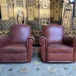 Paire de Fauteuils Clubs en cuir 1950