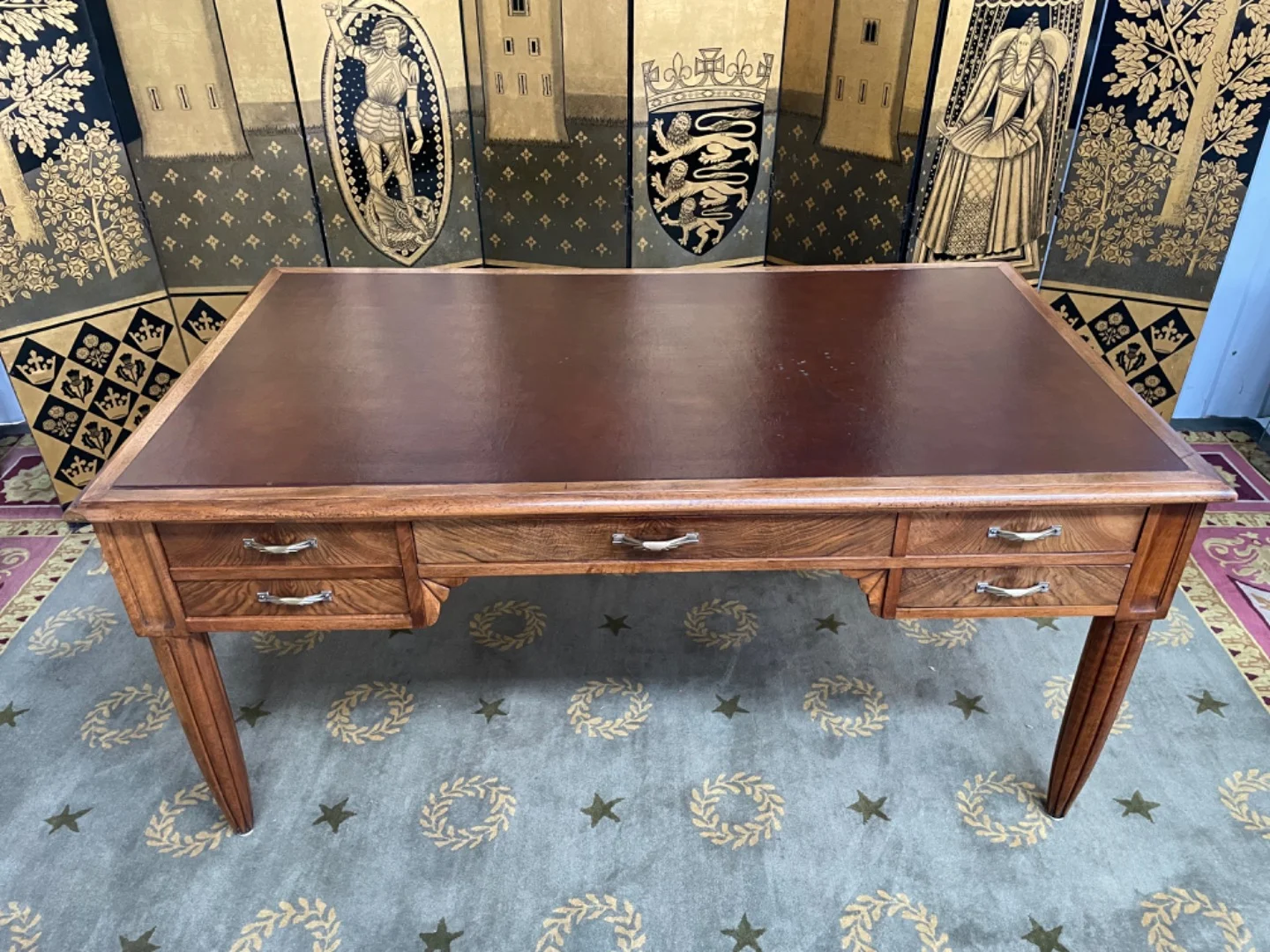 Bureau double époque Art Déco en noyer