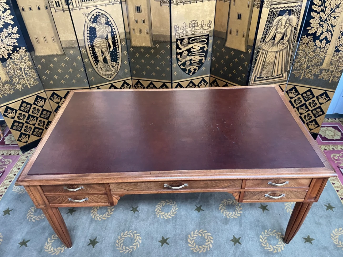 Bureau double époque Art Déco en noyer