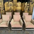 Suite de 6 fauteuils bergères bambou argenté et velours beige