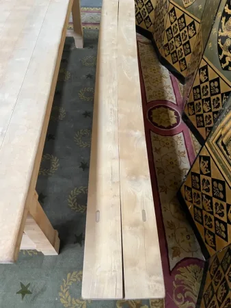 Table de ferme en hêtre massif et ses deux bancs