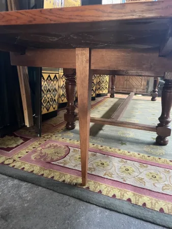 Table de ferme Louis XIII en chêne et merisier parqueté