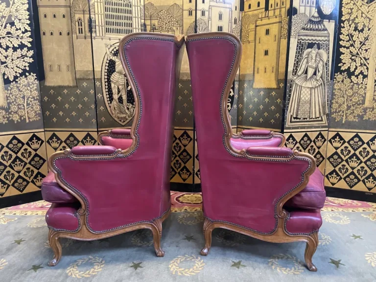 PAAR LEDERSESSEL IM LOUIS XV-STIL