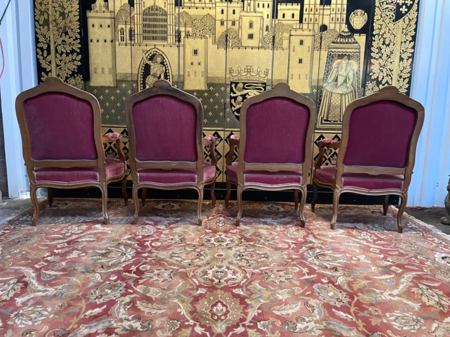 4 fauteuils de style louis XV en palissandre