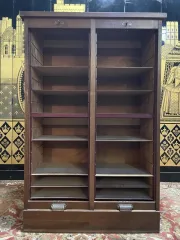 Notary's filing cabinet with curtains