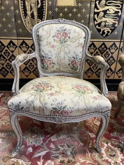 Pair of Louis XV style cabriolet armchairs