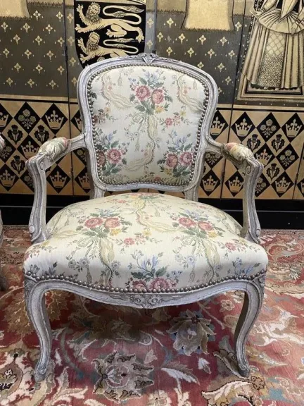 Pair of Louis XV style cabriolet armchairs