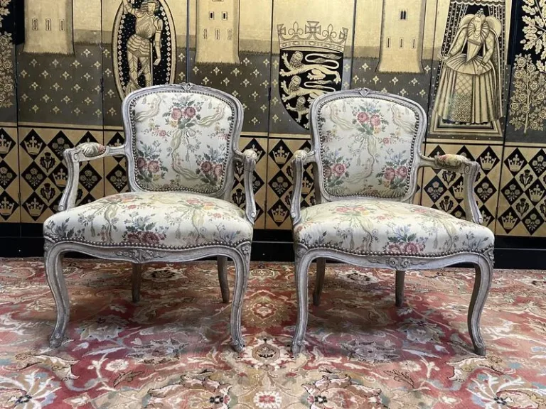 Pair of Louis XV style cabriolet armchairs