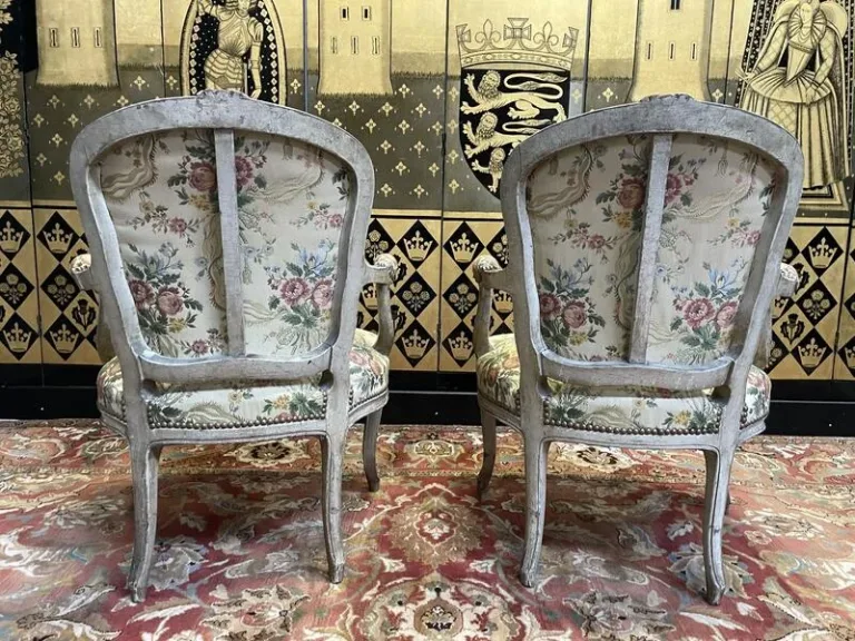 Pair of Louis XV style cabriolet armchairs