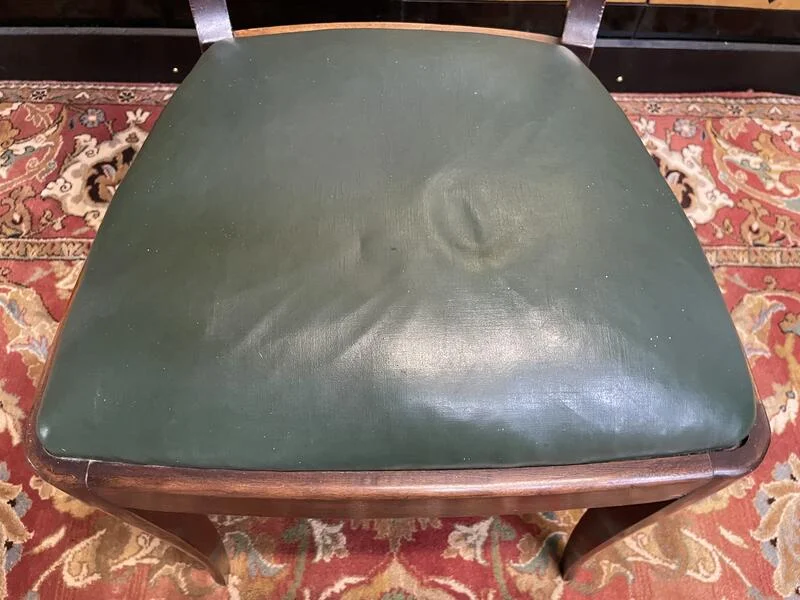 Set of 6 Art Deco chairs - 1950 in mahogany and green skai