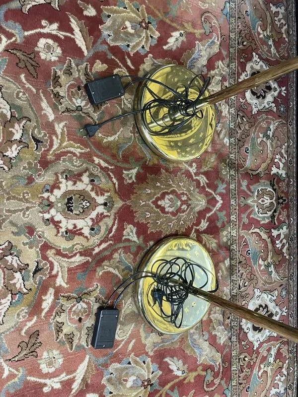 Pair of brass floor lamps