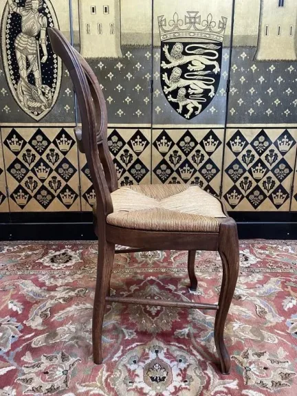 Set of 6 Louis Philippe style straw chairs