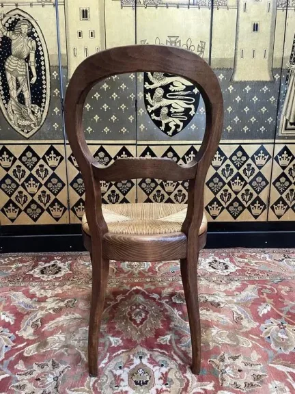 Set of 6 Louis Philippe style straw chairs