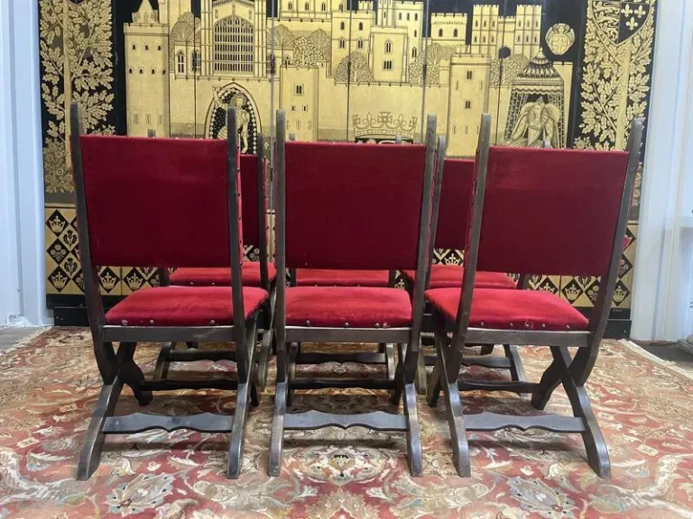 Suite de 6 chaises piètement X chêne