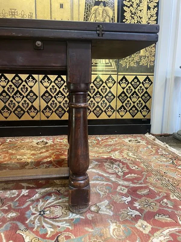 Louis XIII style table with solid oak drop-leaf doors