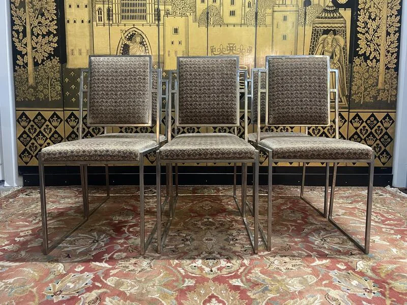 Suite de 6 chaises 1970 Willy Rizzo inox