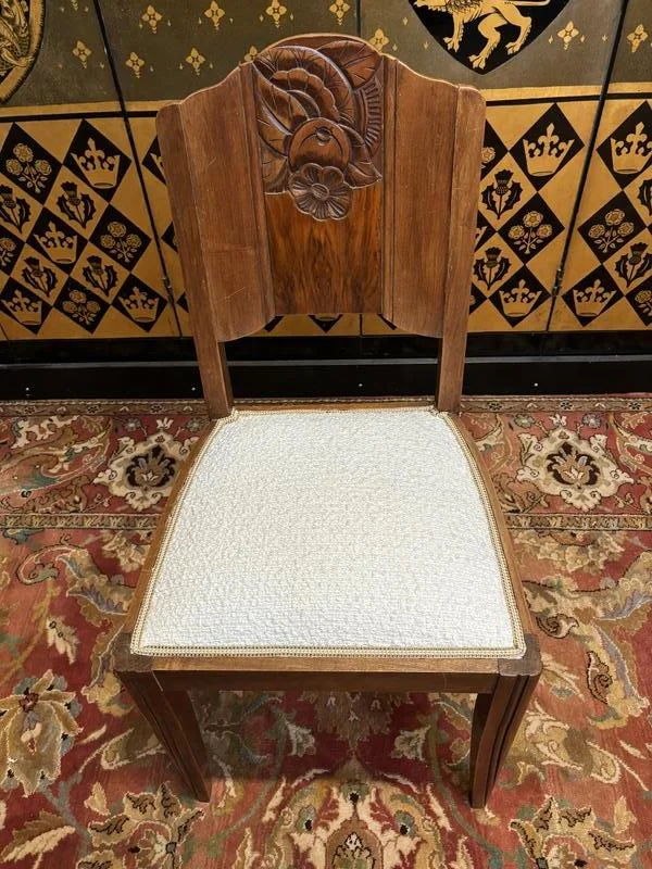 Set of 6 art deco walnut chairs