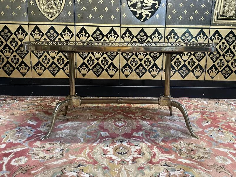 Louis XVI coffee table - neoclassical in brass and marble