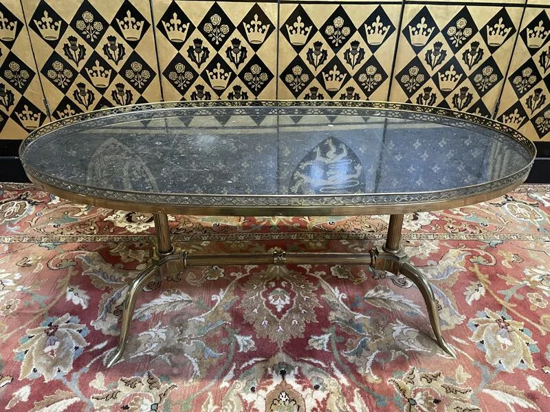 Louis XVI coffee table - neoclassical in brass and marble