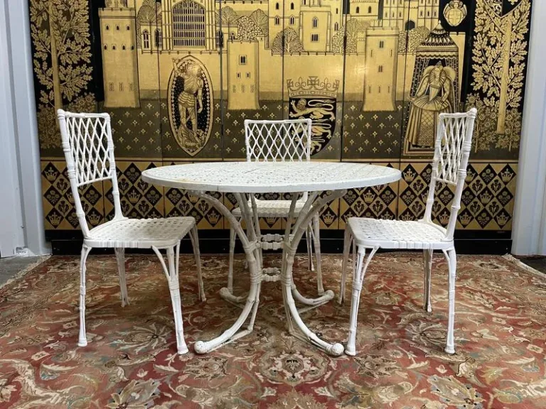 Iron garden table and 3 chairs
