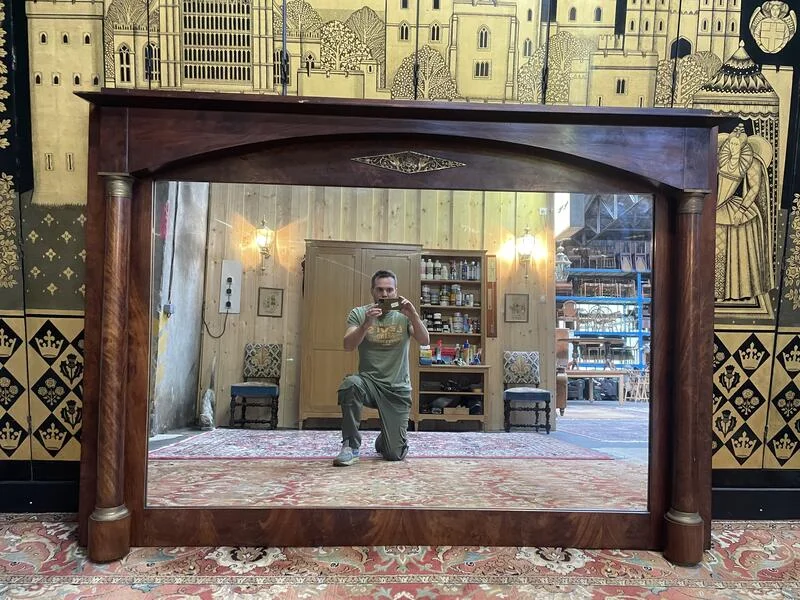 Mirror - Empire period trumeau in mahogany