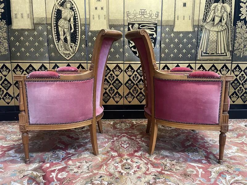 Pair of Louis XVI style armchairs - bergères