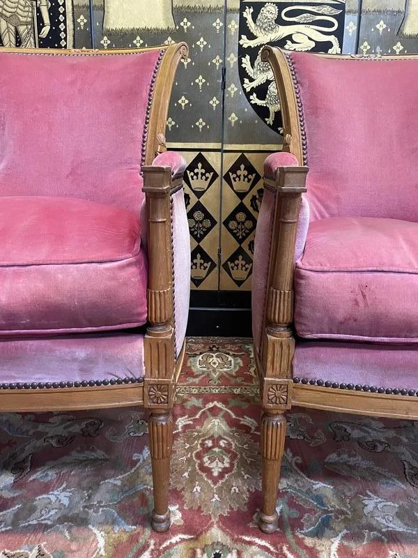 Paire de fauteuils - bergères de style Louis XVI