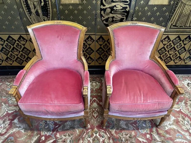 Paire de fauteuils - bergères de style Louis XVI
