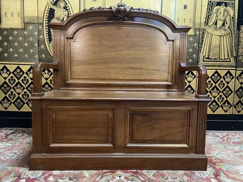 Oak storage bench in Napoleon III walnut