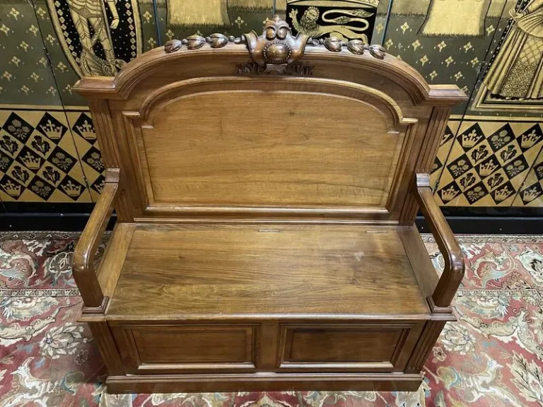 Oak storage bench in Napoleon III walnut