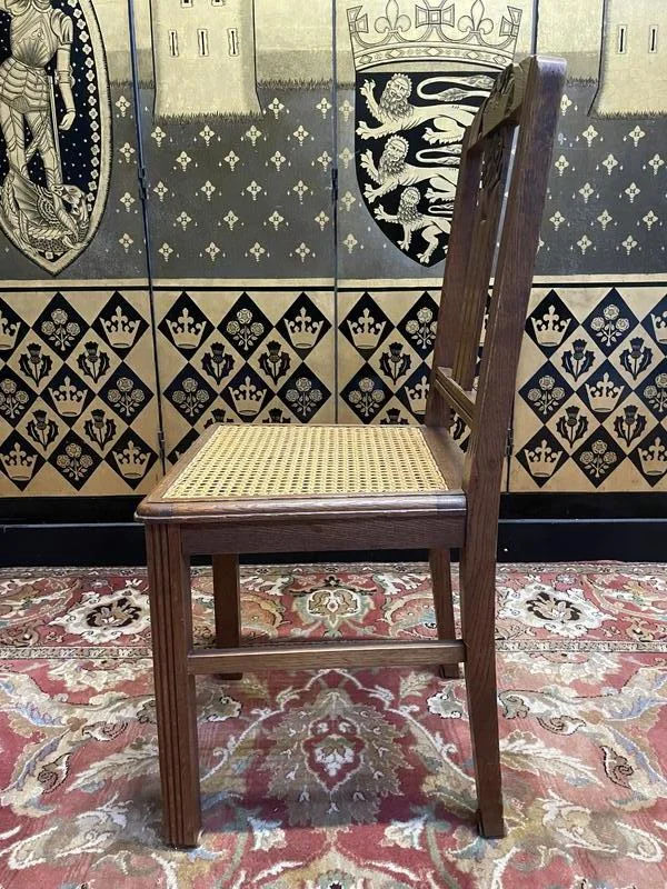 Set of 6 Art Deco chairs in oak and cane - caned