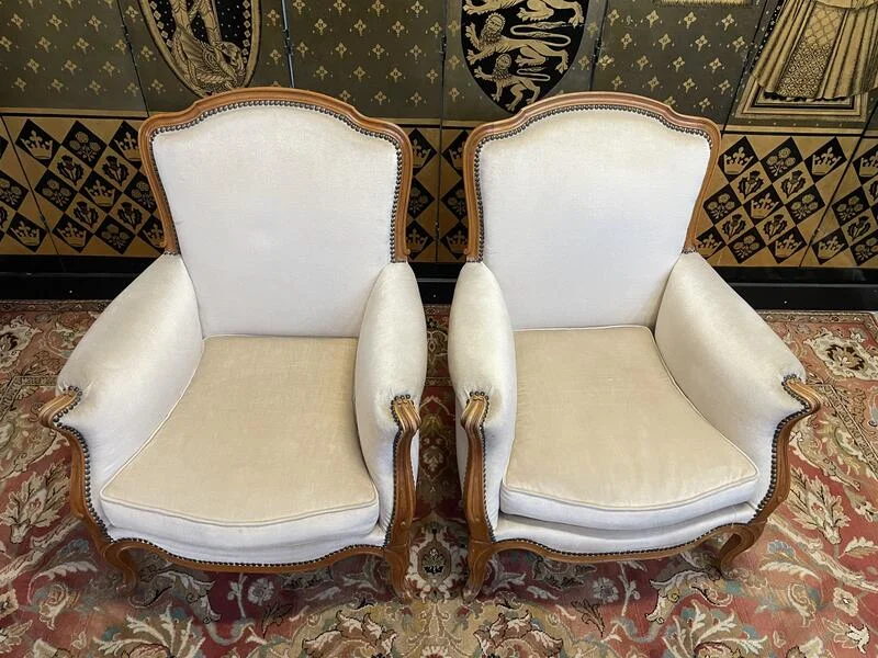 Paire de fauteuils - bergères de style Louis XV
