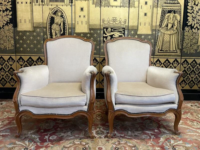 Paire de fauteuils - bergères de style Louis XV