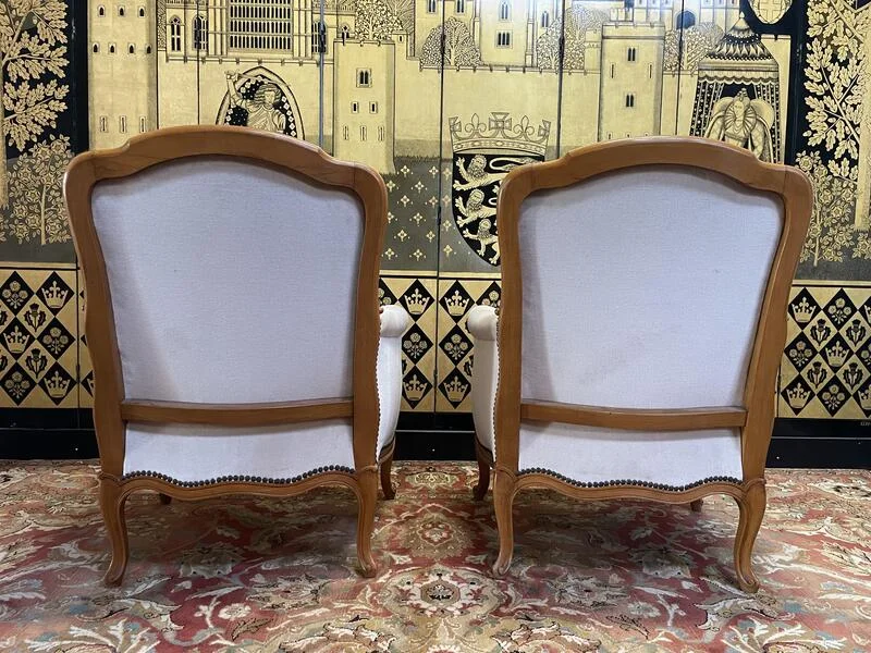 Paire de fauteuils - bergères de style Louis XV
