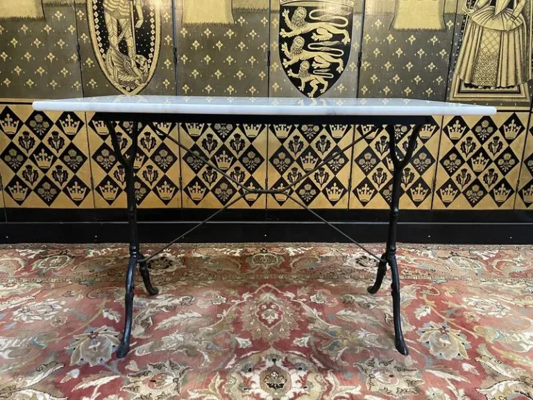Black cast iron marble bistro table