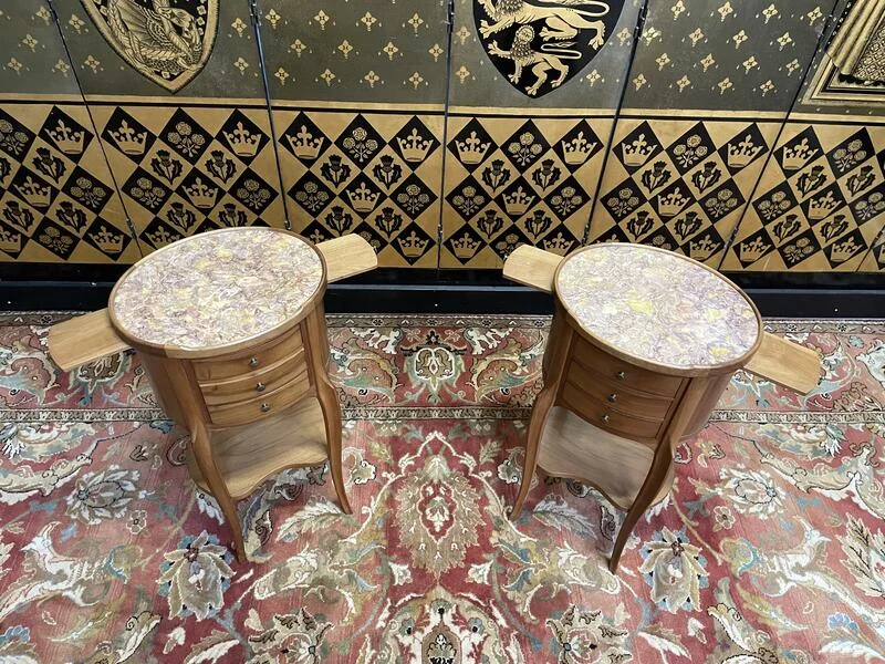 Pair of Louis XV style bedside tables - Transition in walnut