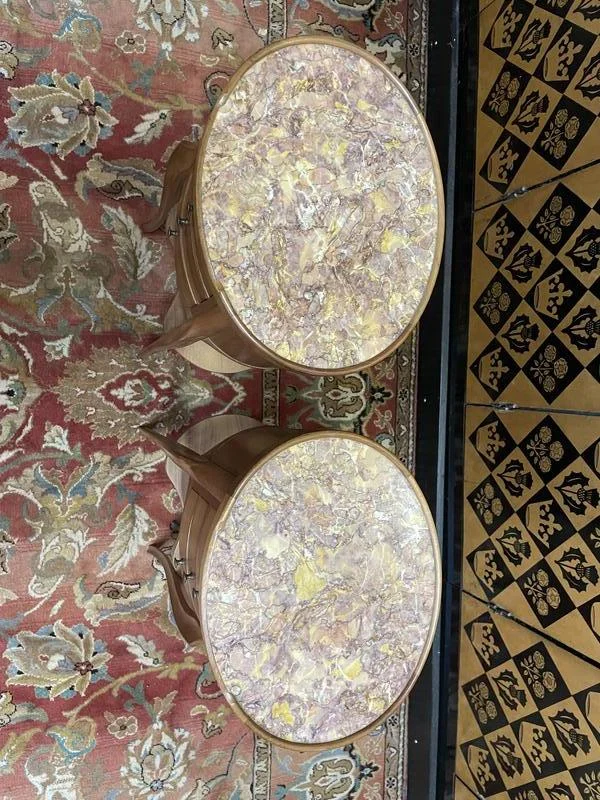 Pair of Louis XV style bedside tables - Transition in walnut
