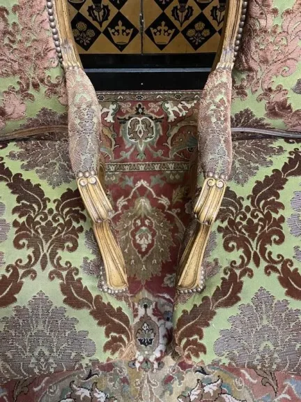 Pair of Louis XV style cabriolet armchairs in genu velvet