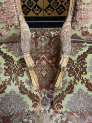 Pair of Louis XV style cabriolet armchairs in genu velvet